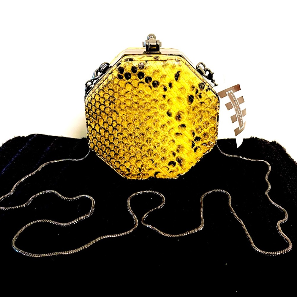 Henri Bendel Snakeskin Hexagon Mini Bag with Chain